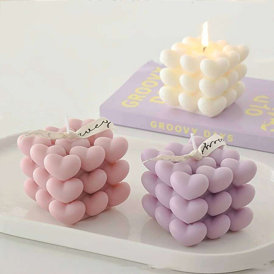 Creative Love Cube Aromatherapy Valentine's Day Wedding Birthday Candle Fragrance Home Handmade Decoration Object Gift S260204