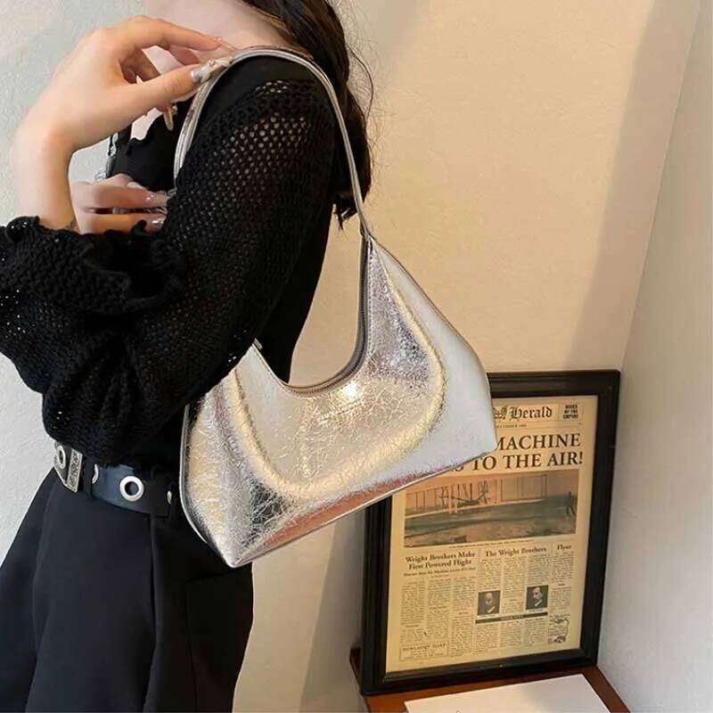 Fashion Underarm Shoulder Bags For Women PU Leather Pure Color Armpit Hobo Bag 2024 New Luxury Designer Purses And Handbag Y260204
