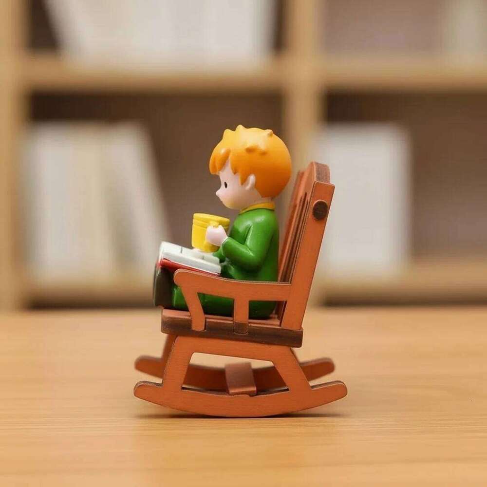 Fairy Tale Prince Rocking Chair Reading Figurine Cute Miniature Desktop Ornament for Home Office Shelf Dreamy Gift For Children S260204