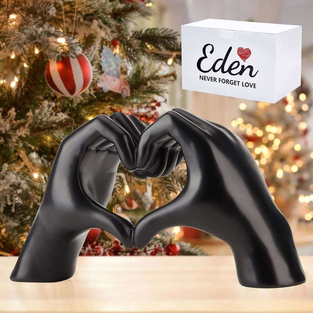 Gifts for Him, Hands Sculpture, Heart Hands, Valentines Day Decorations, Gold Room Bedroom Bookshelf, Black S260204
