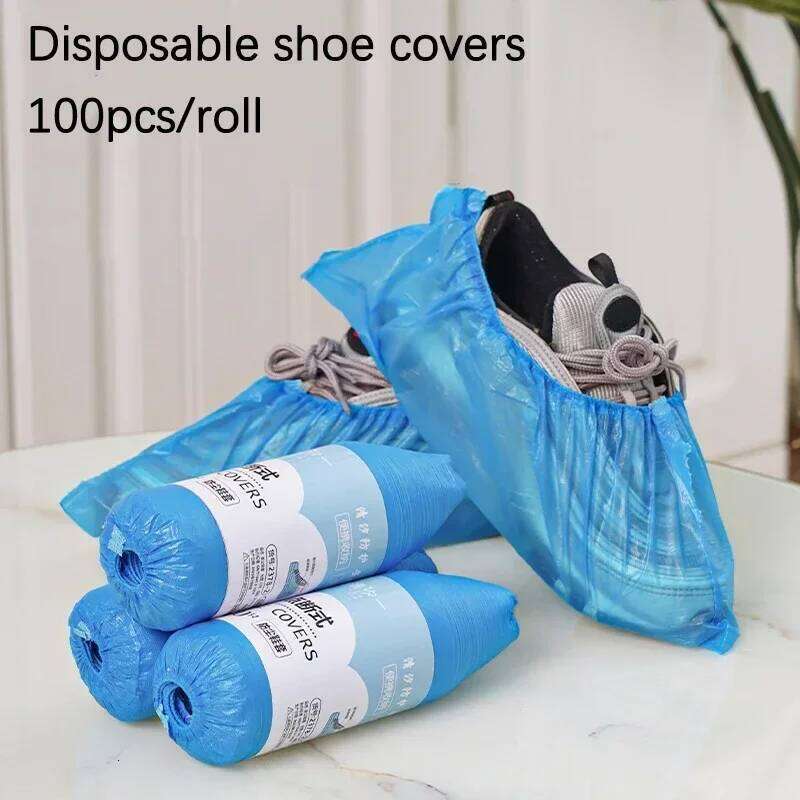100pcs/Pack Plastic Disposable Waterproof Dustproof Thickened Foot Carpet Cleaning Shoe Cover S260204