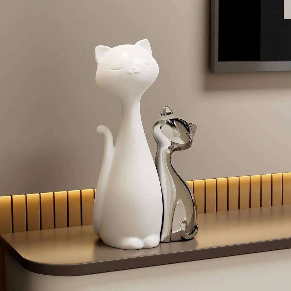 Creative Light Luxury High Grade Cat Ornament Elegant Niche Wine Cabinet Entrance Living Room Decorative Art Craft S260204