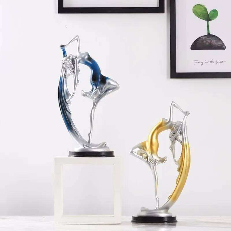 Dancing Girl Figure Statue Modern Ballet Sculptures Resin Crafts Home Decor Desktop Ornament Elegant Gift S260204