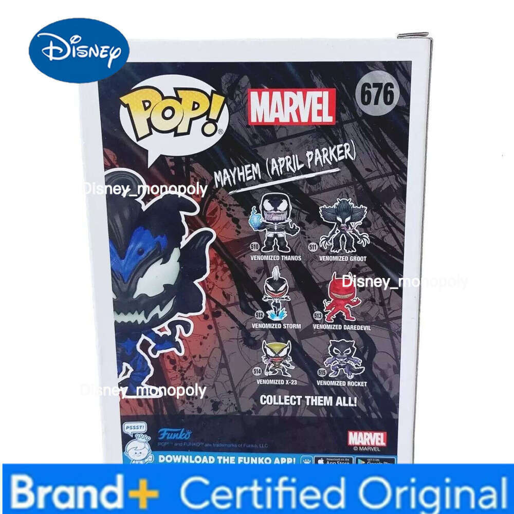 Disney Funko Pop Marvel Mayhem April Parker Venom Action Glow Limited Edition Model Toys Collectible Vinyl Figures Kids Gifts H260205
