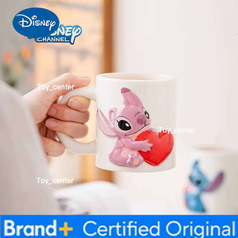 Disney 2pcs Lilo&Stitch Ceramic Pair Stitch Angel Home Drinking Coffee Mug Gift Set H260205