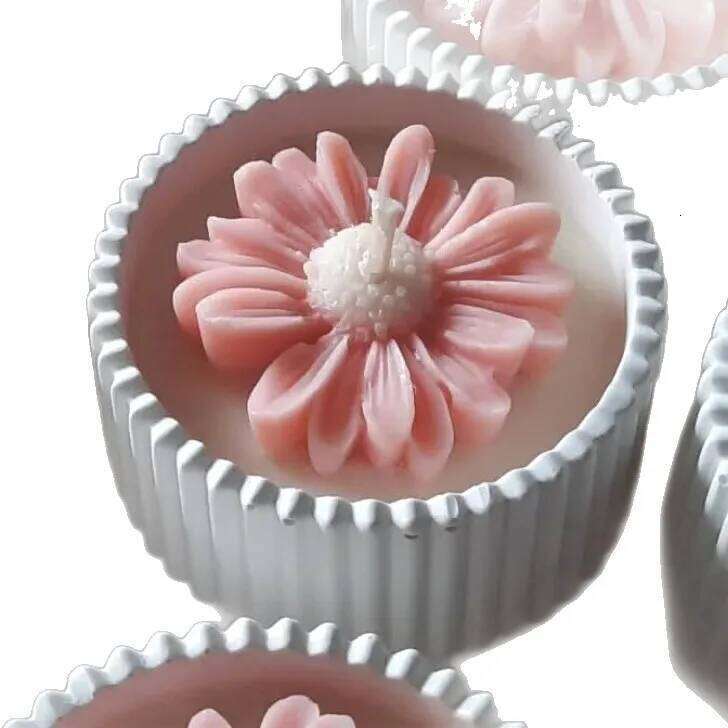 Handmade Daisy Gypsum with Unique Container, Pear Freesia Scented Soy Wax Candle Home, Aromatherapy Gift for Women H260205