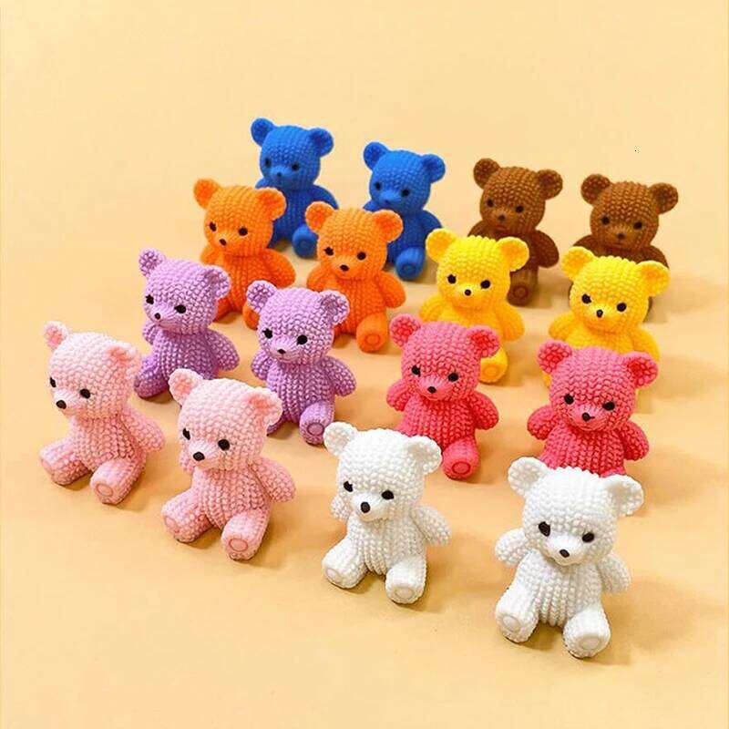 1PC Simulated Bear Miniature in Solid Color; Creative Desk Decor and DIY Jewelry Accessory S260204