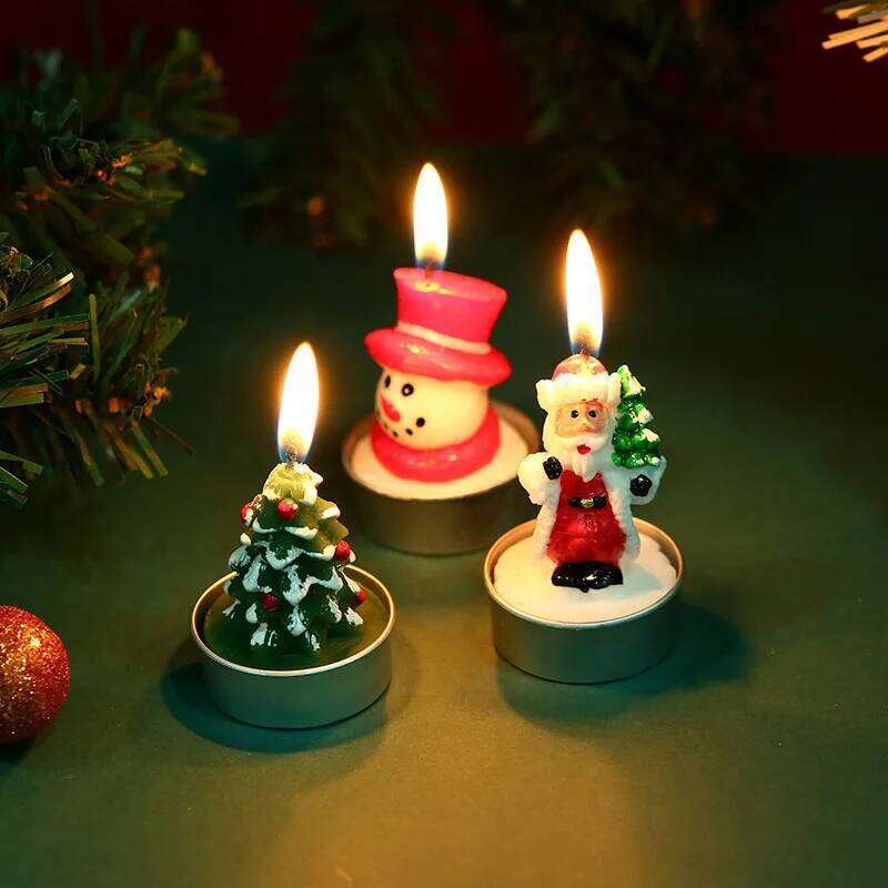 Candle Set Old Man Tree Snowman Christmas Eve Romantic Ornament Candlelight Dinner Home Decoration Small Candles S260204