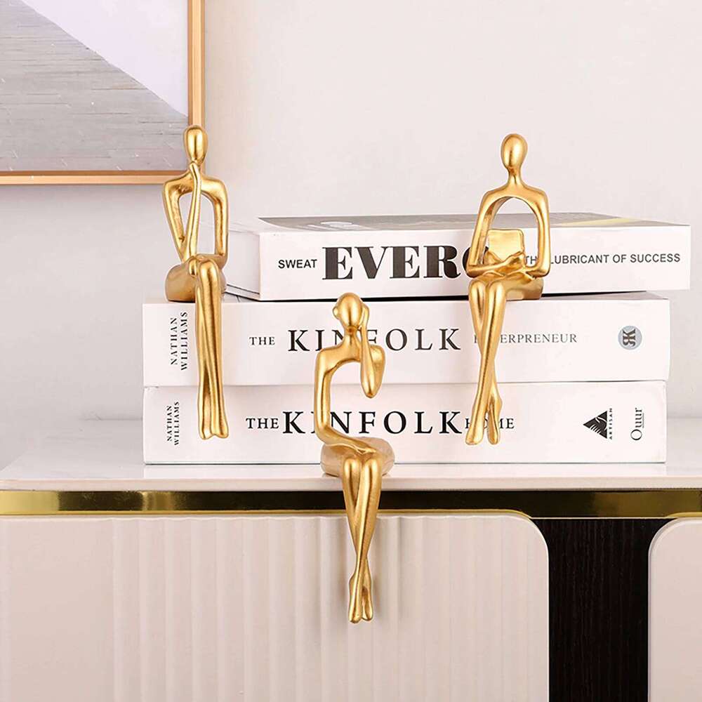 3pcs People Model Collections Resin Abstract Character Sculptures Christmas Gifts Home Decor for Office Study Bookshelf S260204