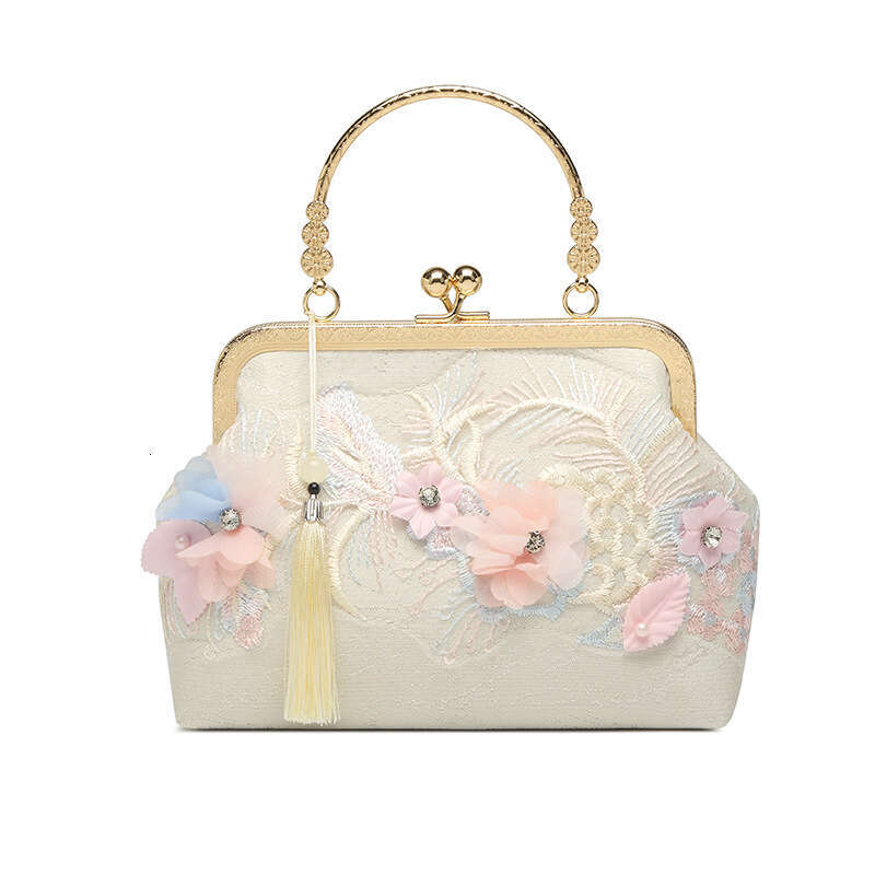 New Arrivals Original Heavy Craft Flower Lace Mesh Socialite Handbag Ancient Style Cheongsam Banquet Rhinestone High-End Women's Bag Evergwish