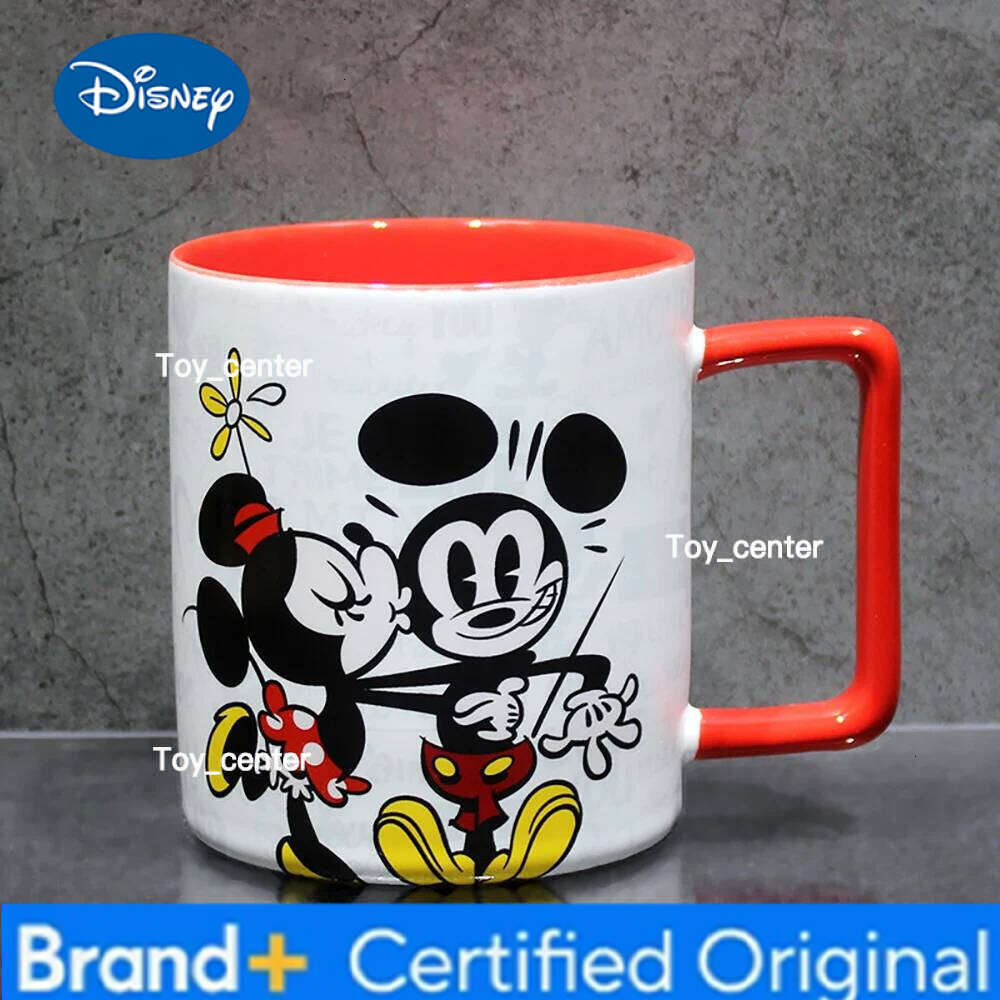 Disney Mickey Mouse Ceramic Cups 350ml Cartoon Handgrip Round Porcelain Homehold Drinkware Juice Milk Coffee Mug Couple Gift H260205
