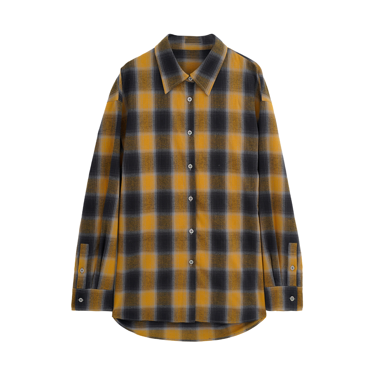 Retro-inspired color-woven cotton flannel heavyweight checkered shirt with contrasting paper-thin panels for a flattering, brightening effect - view 6