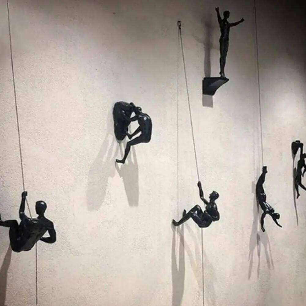 Athlete Rock Climbing Man Resin Background Wall Hanging Decoration Sculpture Statue Figures Present Decor Retro New 2023 S260204