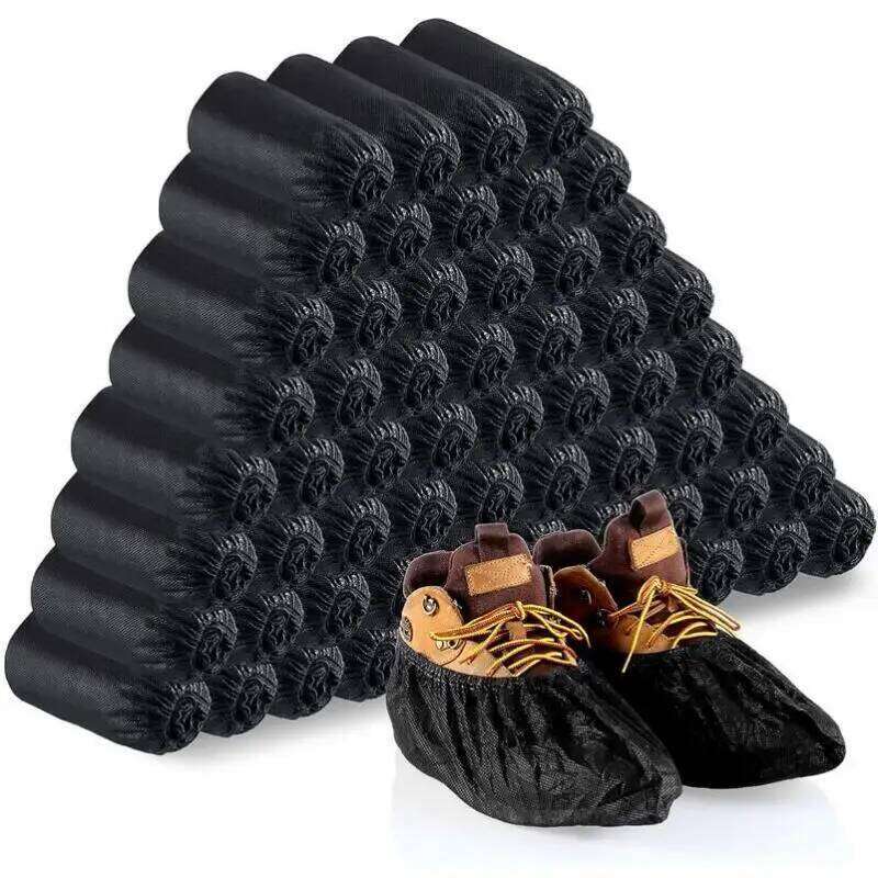 Disposable 100 Count Foot Booties Coverings Non Slip Shoe & Boot Covers for Indoor Outdoor Home Workplace S260204