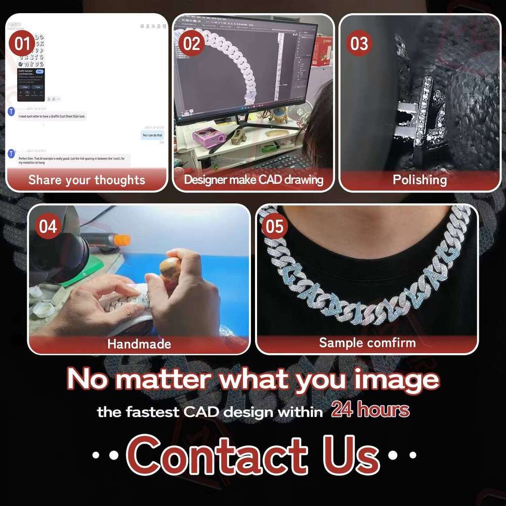 15Mm Baguette Iced Out 925 Silver Hiphop Men VVS Diamond Moissanite Cuban Link Chain