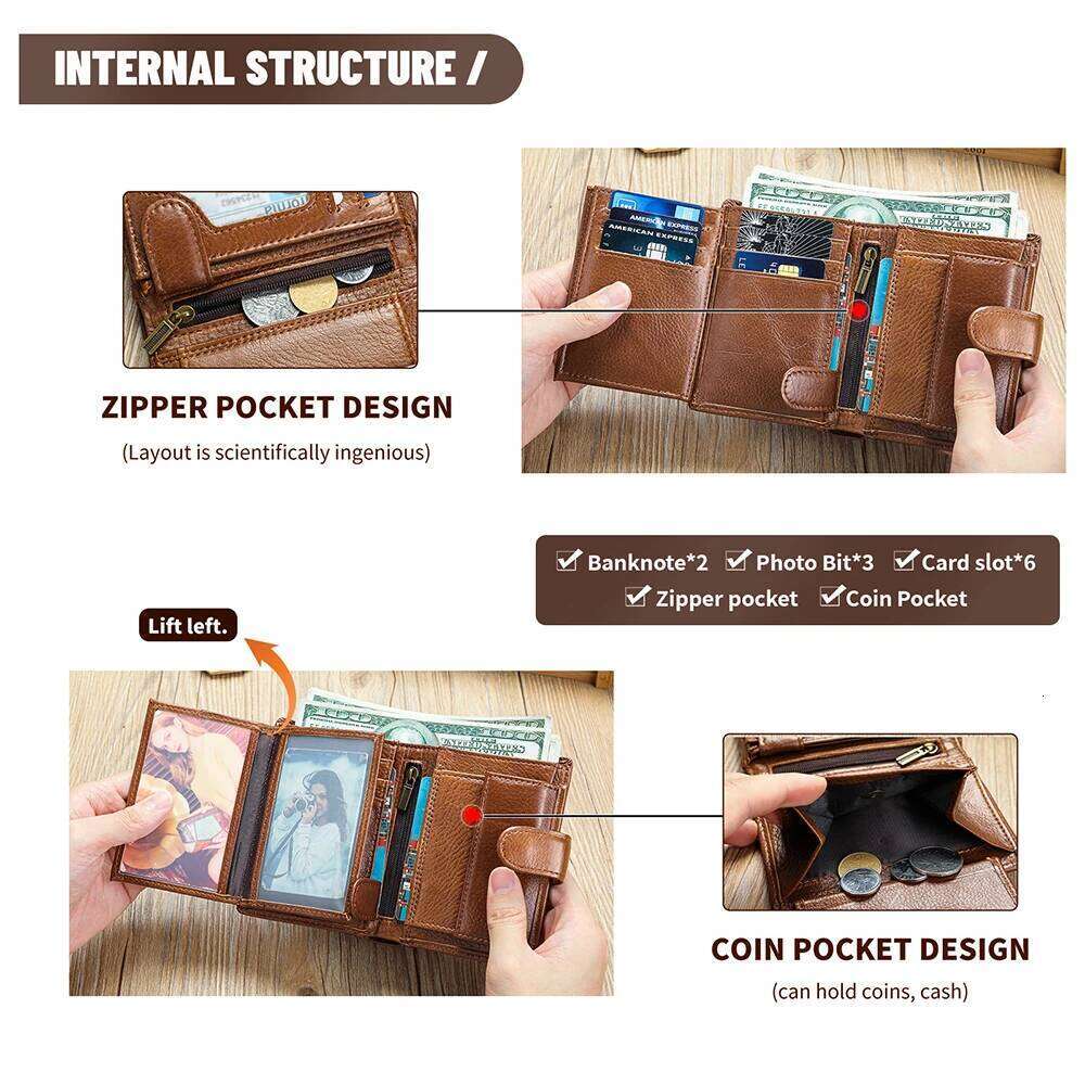 WESTAL Leather Multi-Function Card Bag Short Money Clip Layer Cowhide Premium Men's Wallet Z260205 - view 4