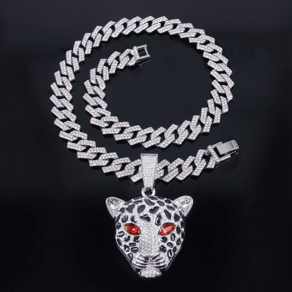 Exaggerated Domineering European and American Style Diamond-Encrusted Leopard Head Pendant HIPHOP Jewelry Trendy Men's Punk Cool Hip-Hop Cuban Ch