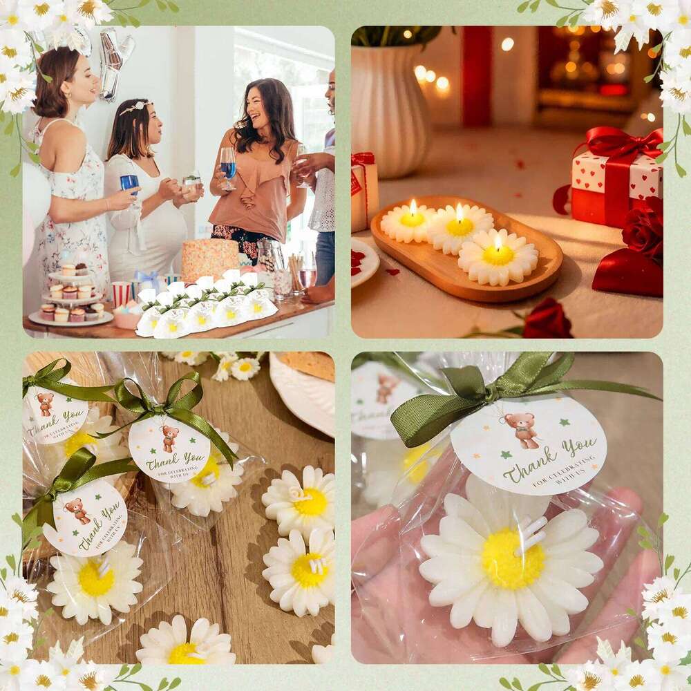 10sets Daisy Candles Decorative Candle Set for Table Centerpieces, Wedding Reception Decor, Romantic Home Ambience Spring Season S260204