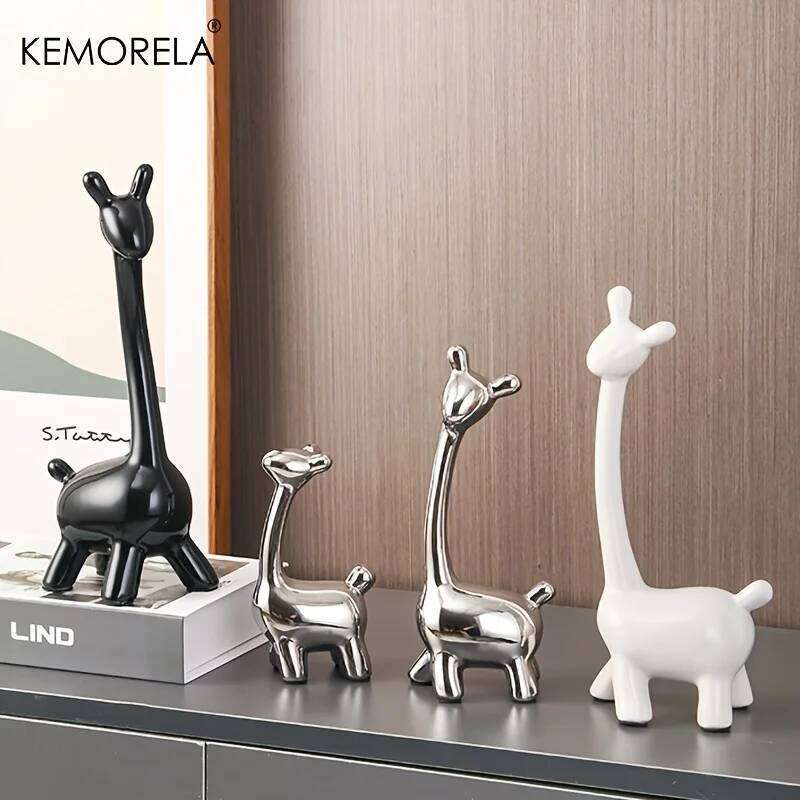 Ceramic Statue Ornaments Giraffe Figurines Sculptures Bookshelf Table Ornament For Living Room Bedroom NightStand Decors S260204