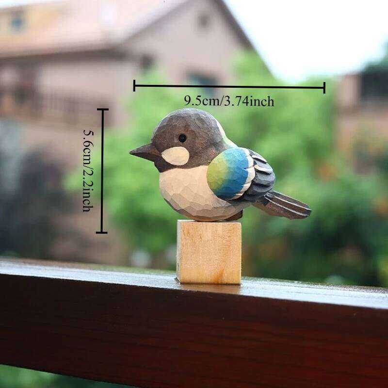 Hand Carved Realistic Bird Series Wooden Sculpture Adorable Home Desk Decor Handmade Wood Animal Miniatures Decoration Cute Gift S260204