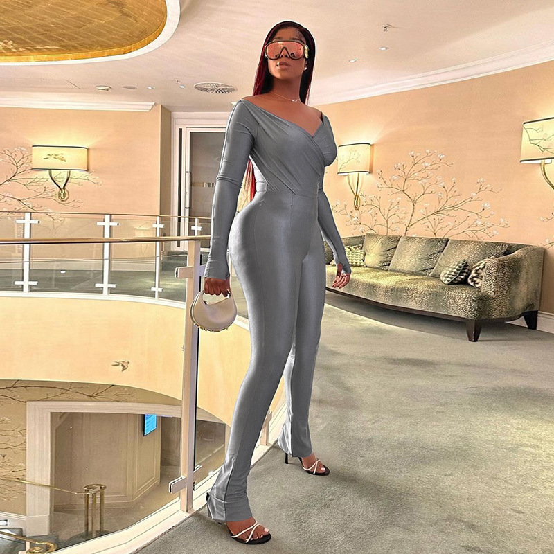 Dulzura One Shoulder Long Sleeve Cut Out Jumpsuit For Women Bodycon Sexy Streetwear Rompers Club Party Outfits Spring Summer 250211