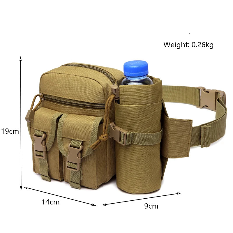 Outdoor Waist Bag Men Tactical Water Bottle Waterproof Bags Camouflage Hunting Hiking Climbing Bag Nylon Mobile Phone Belt Pack 260124