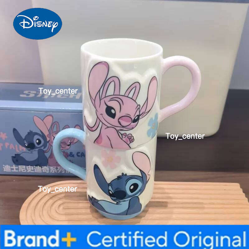 Disney Stitch Ceramic Mugs Large Capacity Cute Office Ladies Home Couple Water Cups High Aesthetic Value Action Toy Figures H260205