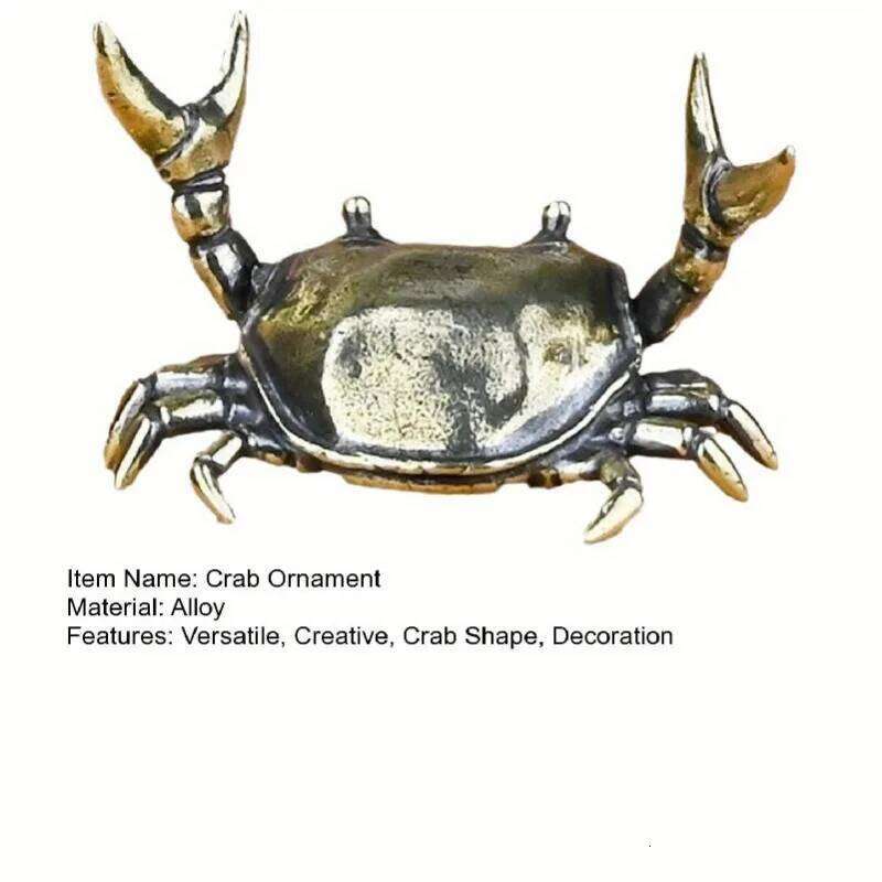 Pure Brass Crab Figurines Animal Statue Miniatures Copper Ornaments Office Desk Decoration Crafts Home Decor Nordic 1pcs S260204