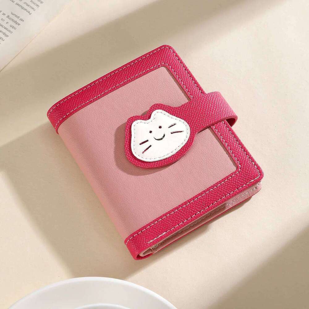 New Cute Cat Girls Wallet Short Student ID Bank Holder Money Bag hasp Wallets For Women Card Storage Coin Purse Z260205
