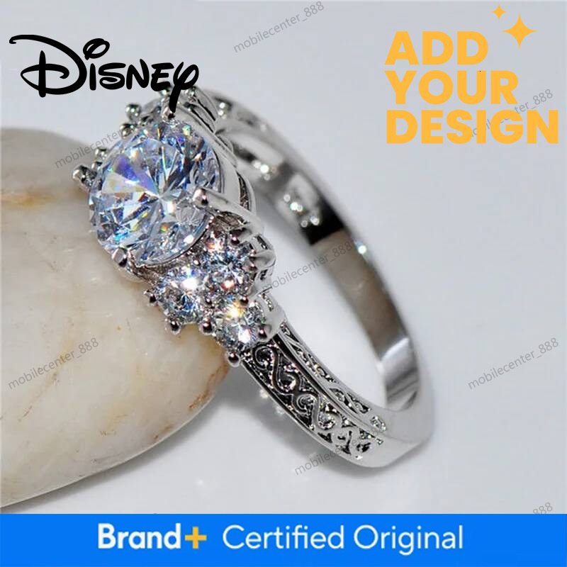 Disney Designer Jewelry 925 Exquisite Silver Color Engagement Rings for Women Fashion White Zircon Stones Ring Anniversary Bridal Wedding luxury Jewel