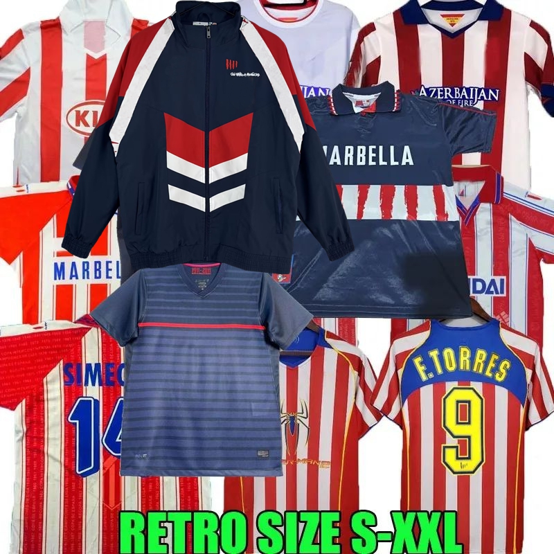 1982 83 1994 95 96 97 98 99 2000 01 02 03 04 05 2010 11 12 13 14 15 16 17 Atletic retro soccer jersey F.TORRES SIMEONE Kun Aguero KOKE Forlan VIERI FALCAO MadridS football shirt