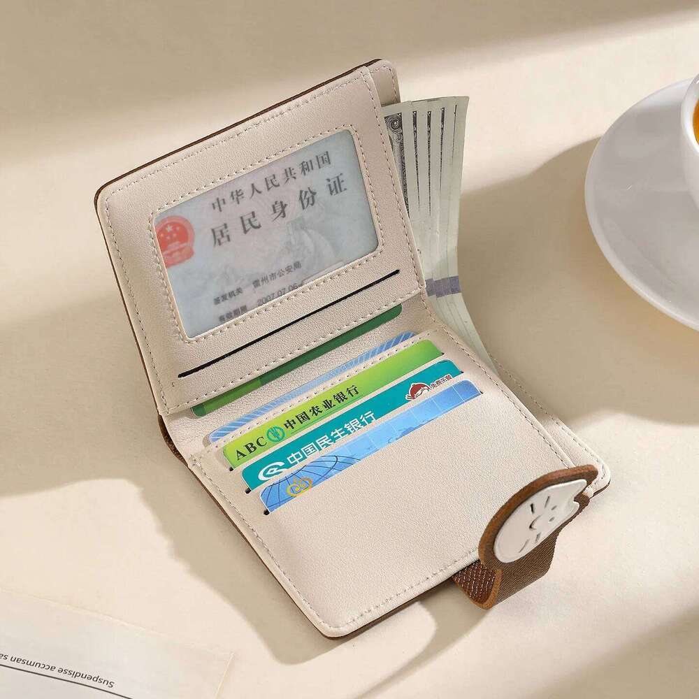 New Cute Cat Girls Wallet Short Student ID Bank Holder Money Bag hasp Wallets For Women Card Storage Coin Purse Z260205