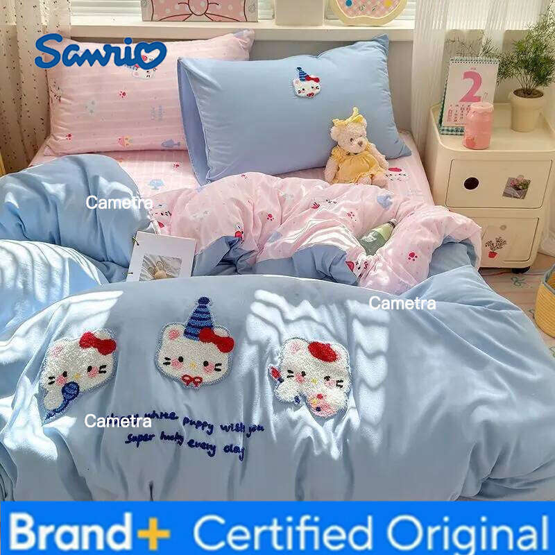 Sanrio Hello Kitty My melody Bed Four-piece Creative High-value Anime Embroidery Printed Girl Heart Bedroom Home Cute Supplies H2602051