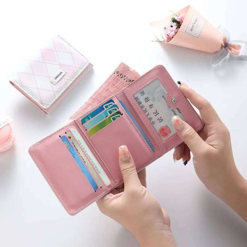 Sea Salt Blue Plaid Clear New Simple ins Wind Han Multifunctional Student Wallet Change Card Integrated Bag Z260205