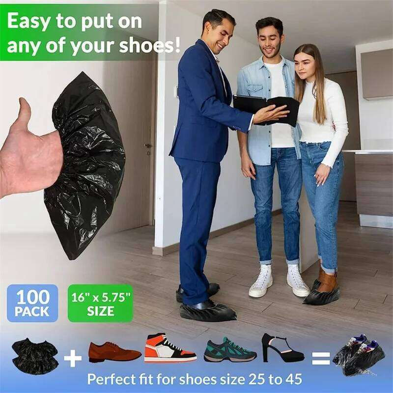 100PCS Disposable Non-Woven Dust Proof Boot Covers Anti Slip Shoe Booties Protectors for Indoors Floor Carpet S260204
