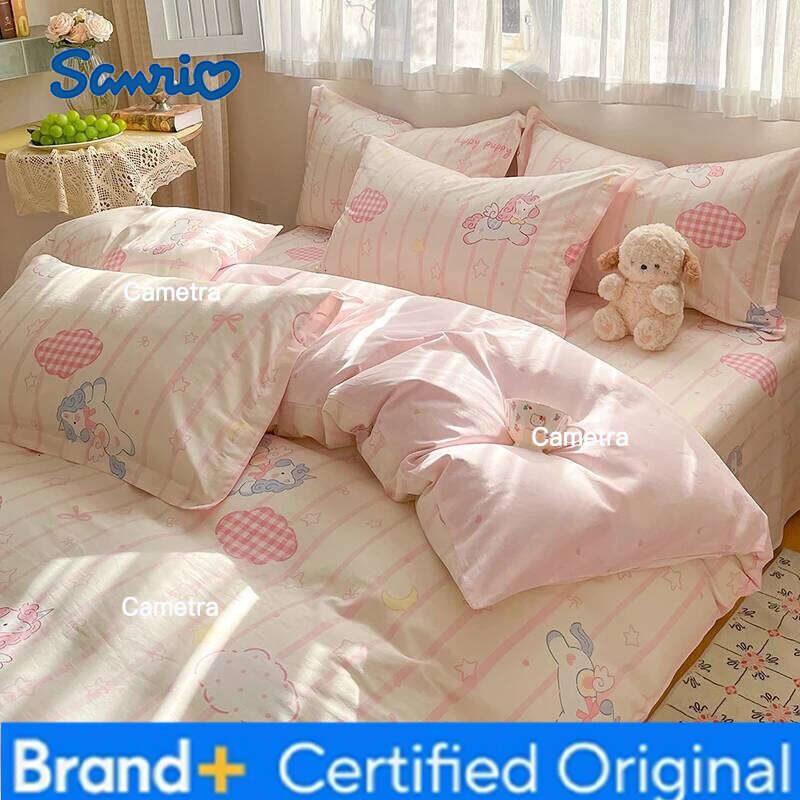 Sanrio 100% Cotton Cute Cartoon Bedding 1 Duvet Cover 2 Pillow Shams Breathable Bed Set Single/Double/King/240x220 H260205
