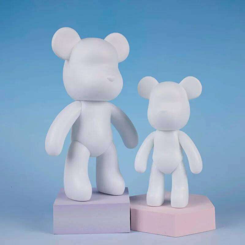 Fluid Sculpture Handmade DIY Painting Cool Bear Figurine Animal White Mold Graffiti Art Accessories Home Decoration S260204