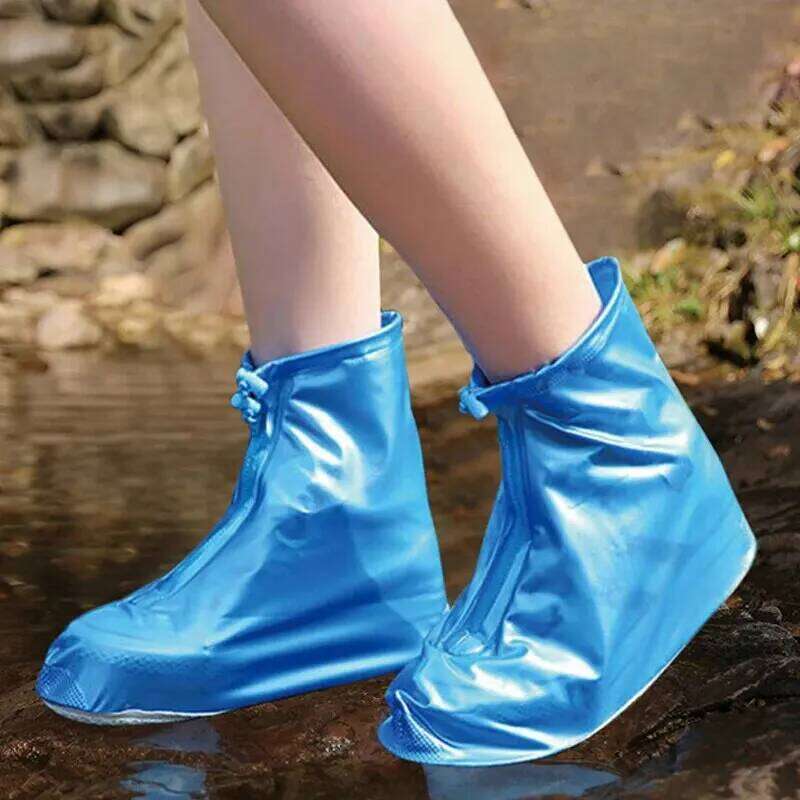 1 Pair Waterproof Shoe Covers, Non-slip Reusable Rain Snow Boots Women Men PVC Silicone Sole Overshoes Protectors In Rainy Days S260204