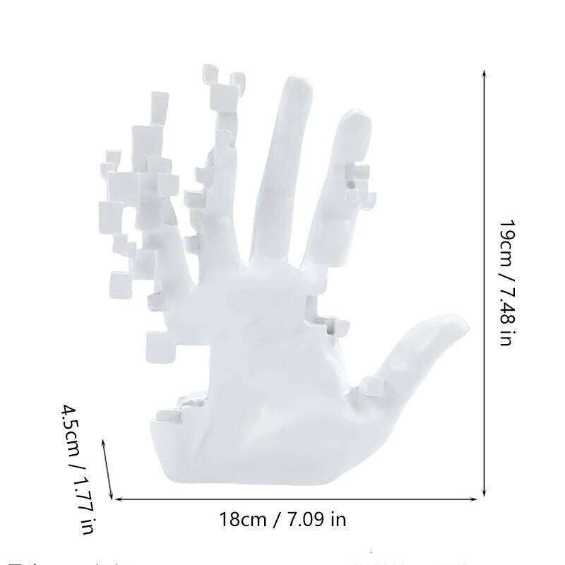 Pixel Mosaic Palm Resin Decoration Handicraft Science Fiction Art White Simulation Living Room Desktop Ornament S260204