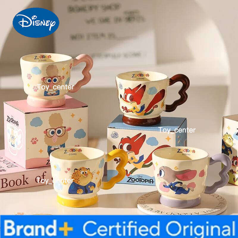 Disney Y2K 330ml New Anime Zootopia Judy Ceramic Kawaii Nick Milk Coffee Mug Breakfast Oat Girl Water Cup Birthday Gift H260205