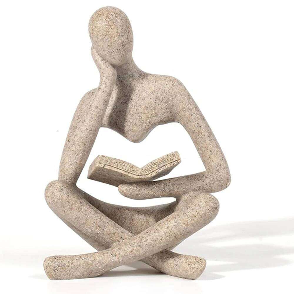 Bookshelf Home Decor - Person Who is Thinking Abstract Thinker Sculpture Figurine Statue Resin Modern Reading Decoration S260204