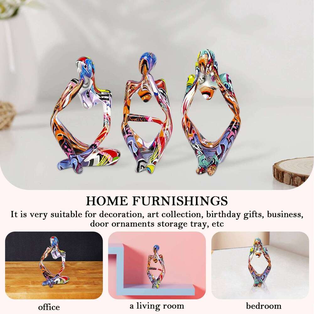 Resin Modern Thinker Sculpture Ornaments Abstract Character Figurines Mini Handicraft Home Decor for Office Study Shelf S260204