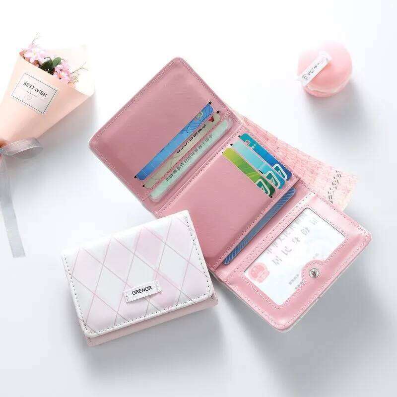 Sea Salt Blue Plaid Clear New Simple ins Wind Han Multifunctional Student Wallet Change Card Integrated Bag Z260205