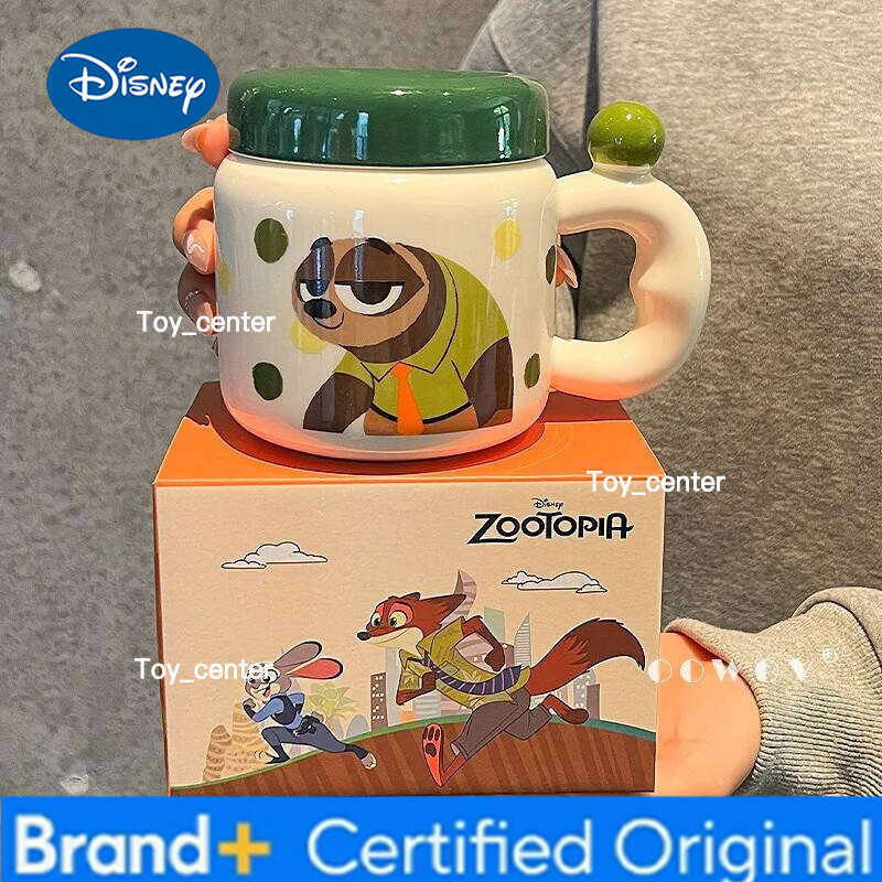 Disney 400ML Zootopia Multiple Characters Ceramic Mug with Dustproof Lid Cute Cartoon Milk Coffee Cup Home Birthday Gift H260205