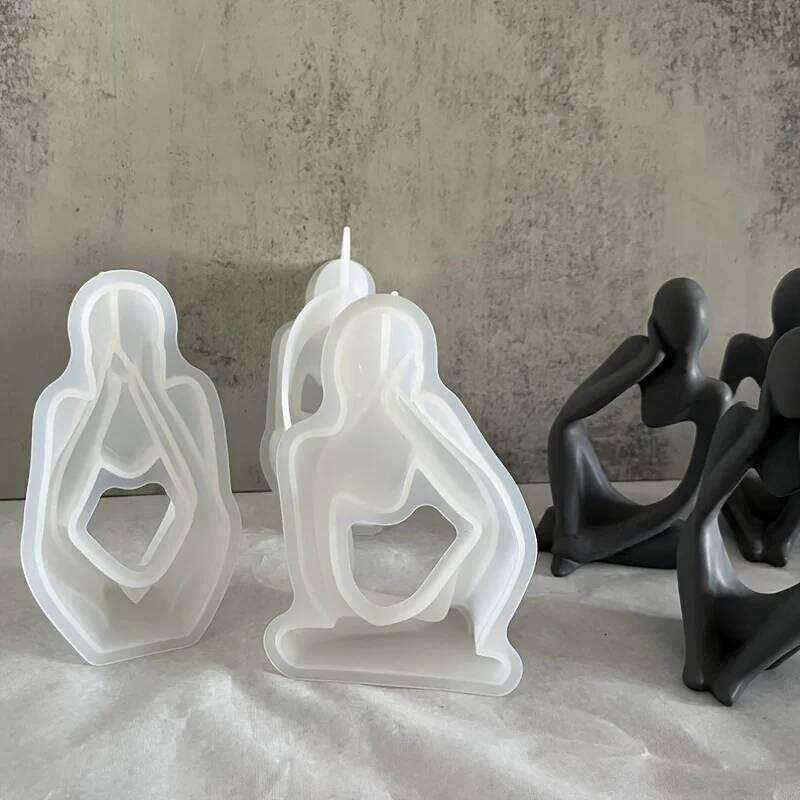 3pcs Silicone Mold Set Human Figures Ideal for Aromatherapy Meditation Crafts Resin Casting and Cement Christmas Decorations S260204