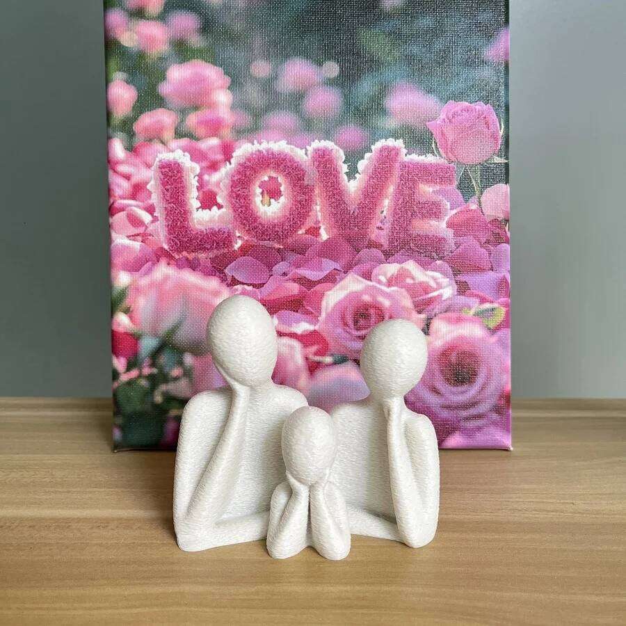 A family decorated wedding statue three people, perfect anniversary gift for husband and wife, newlyweds, or as an art S260204