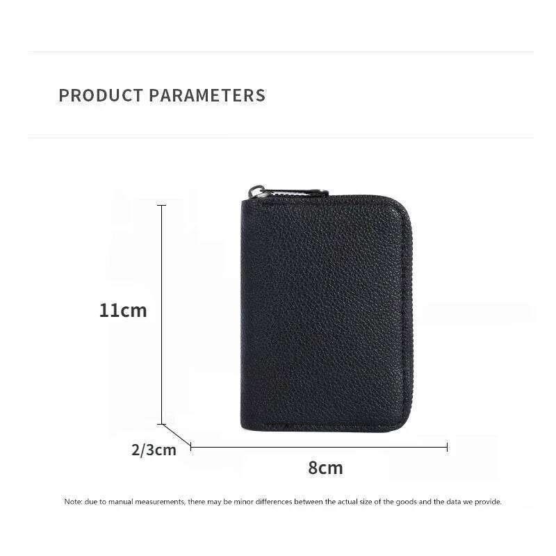 Multi Slot Holder Vintage Small Women Men Business Bank Bag Male Coin Pouch Solid Leather Zipper Wallet Z260205