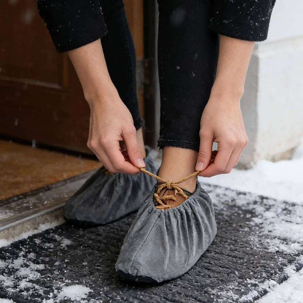 1 pair Washable Shoe Reusable Non-slip Foot Cover Indoor Padded Overshoes Soft Shield Fabric Boot Covers Dust Barrier S260204