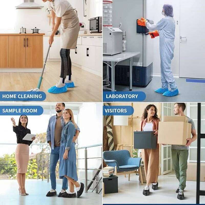 100Count Disposable Foot Booties Coverings Non Slip Shoe & Boot Covers for Indoor Outdoor Home Workplace S260204