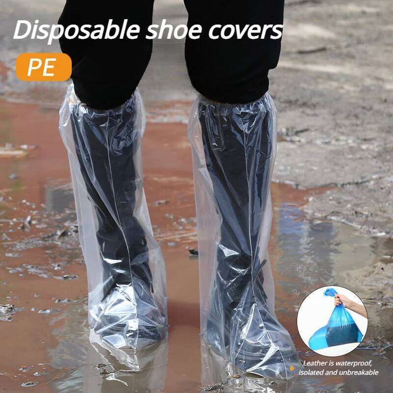 Disposable Plastic Shoe Thickened Long Footwear Boot Covers Shoes Cover Rain Waterproof S260204 08c